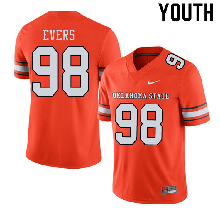 Youth #98 Brendon Evers Oklahoma State Cowboys College Football Jerseys Sale-Alternate Orange - Click Image to Close